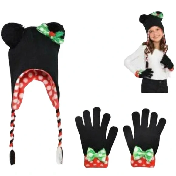 DISNEY MINNIE MOUSE Hat Gloves Set NEW - Picture 2 of 4